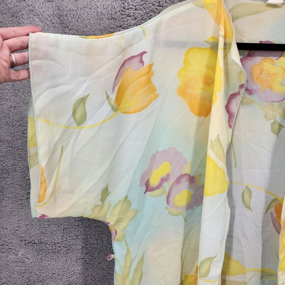 Body Chic Women's Size Large VTG Made in USA Floral Open Front Kimono Robe Wrap - Picture 6 of 13